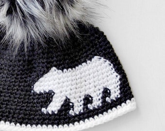 Crochet Pattern - Landon Bear Silhouette Hat/Beanie by Lakeside Loops (includes Toddler, Child, and Adult sizes)