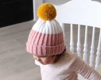 Crochet Pattern - Vaughn Ribbed Hat + Bootie Slipper Set (comprend les tailles bébé et tout-petit)