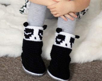 Crochet Pattern - Bailey Slipper Boots/Booties by Lakeside Loops (makes sizes Baby - Kids) - Fox + Panda + Bunny + Bear