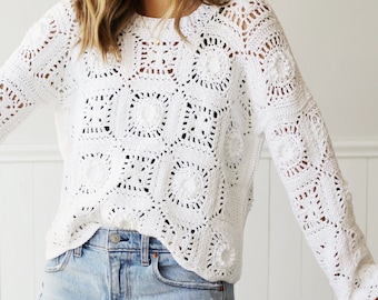 Crochet Pattern - Isla Granny Square Sweater by Lakeside Loops