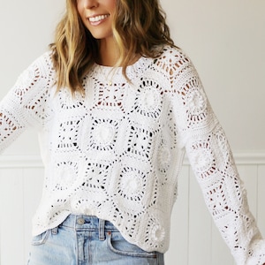 Patron au crochet - Pull carré grand-mère Isla par Lakeside Loops