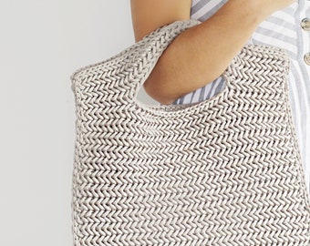Crochet Pattern - Neo Herringbone Market Bag by Lakeside Loops (Women's Purse / Tote)