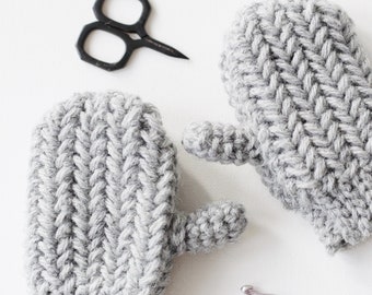Crochet Pattern - Harley Herringbone Mittens by Lakeside Loops (Adult, Kids, Toddler, Baby mitten sizes)