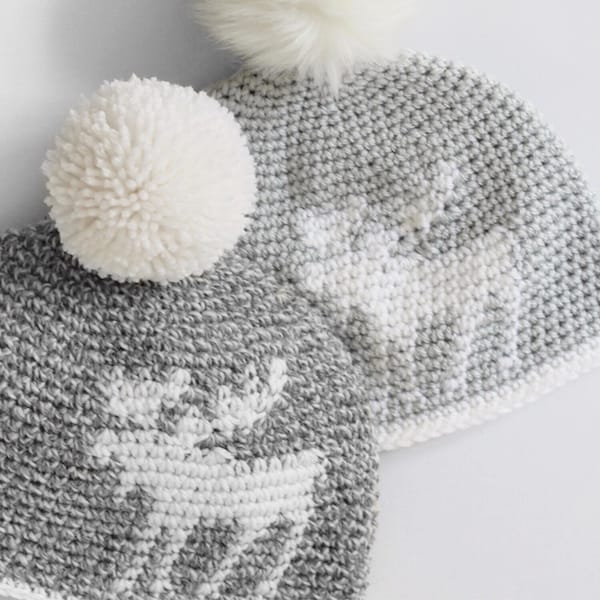 Crochet Pattern - Morgan Moose Silhouette Hat by Lakeside Loops (includes toddler, kids, and adult sizes)