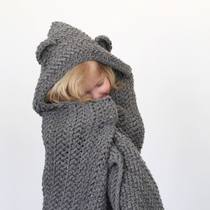Crochet Pattern - Jensen Herringbone Hooded Blanket by Lakeside Loops (includes 3 sizes: baby, kids, and adult)