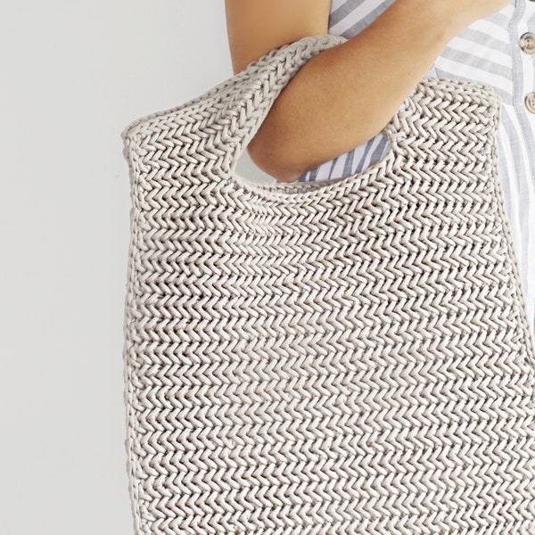 Modèle au crochet - Sac de marché néo à chevrons par Lakeside Loops (sac à main / fourre-tout pour femme)