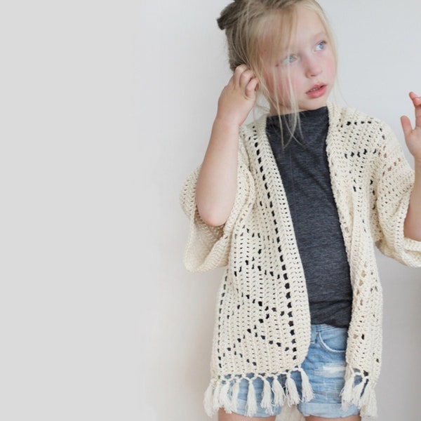 Crochet Pattern - Kenzie Kimono by Lakeside Loops (includes 5 sizes - Toddler, Little Kids, Big Kids, and 2 Adult sizes) /sweater/cardigan