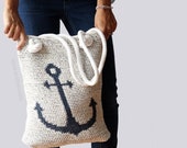 Crochet Pattern - Emery Anchor Bag/Purse by Lakeside Loops (reversible tote + crocheted rope handles)