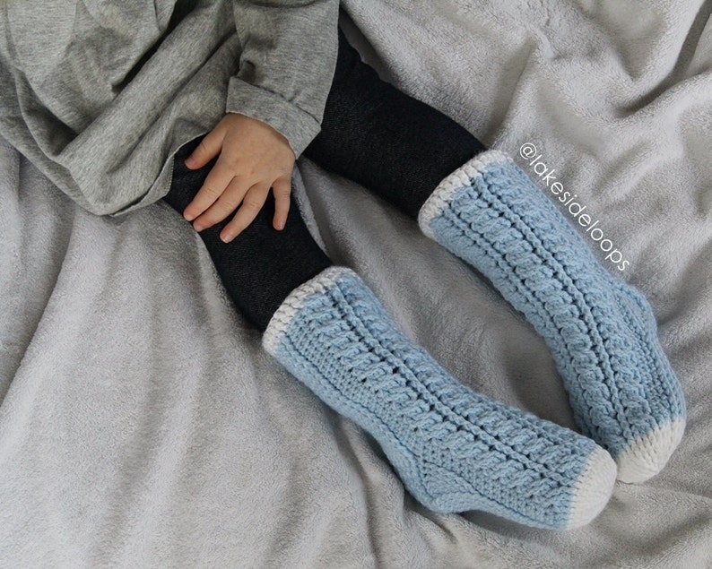 Crochet Pattern Harlow Cable Socks by Lakeside Loops includes 11 sizes Baby 6 Months through to Mens/Womens Adult sizes image 3