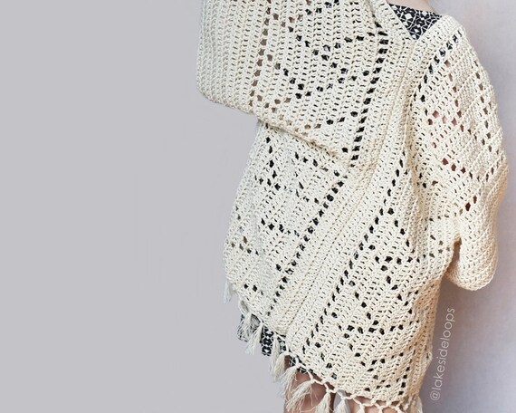 Crochet Pattern Kenzie Kimono by Lakeside Loops includes 5 | Etsy México