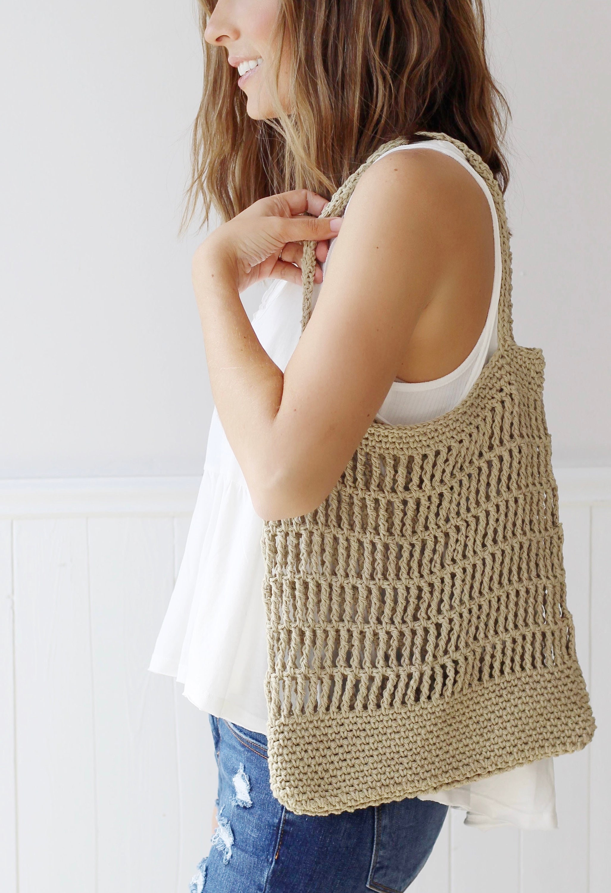 Crochet Pattern - Zoey Mesh Market Bag by Lakeside Loops (DIY Reusable ...