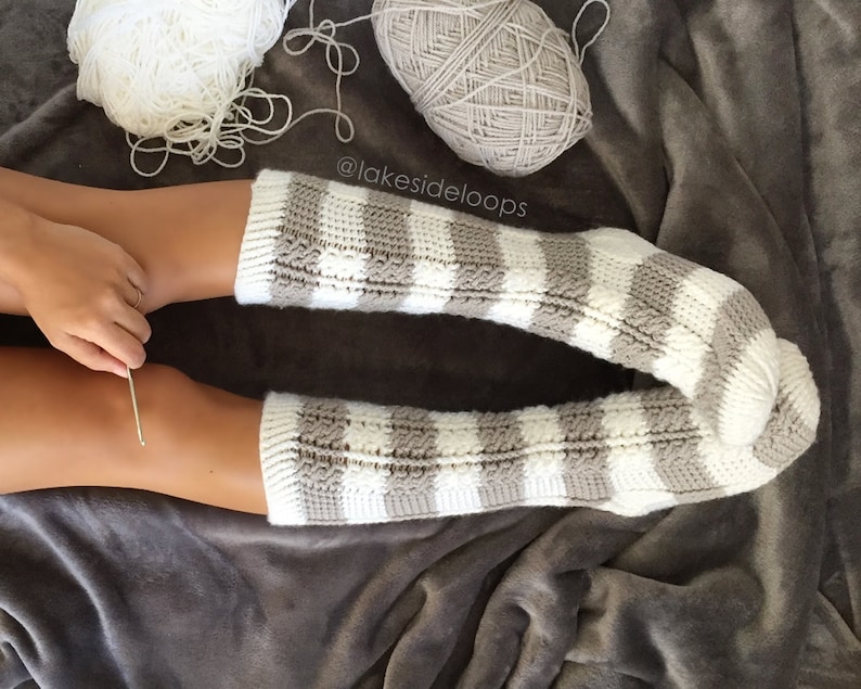 Crochet Pattern Harlow Cable Socks by Lakeside Loops includes 11 sizes Baby 6 Months through to Mens/Womens Adult sizes image 1