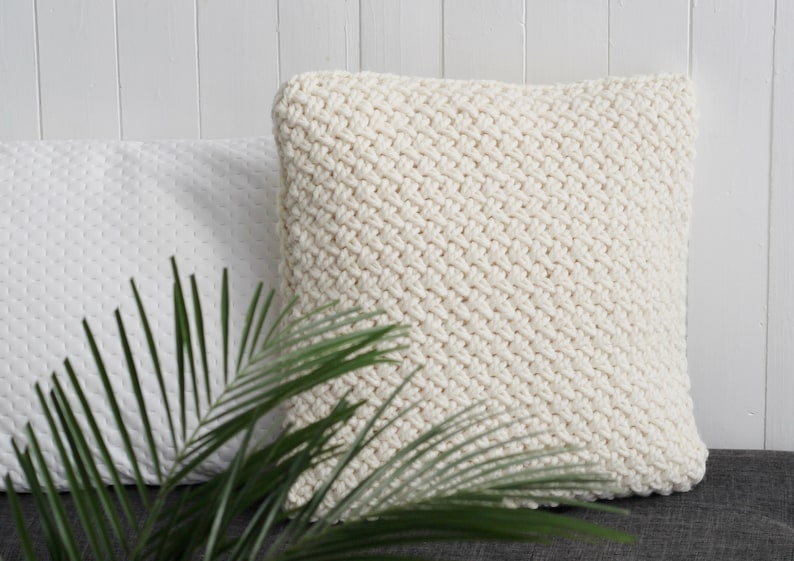 Knitting Pattern Piper Wicker Stitch Pillow Cushion Cover aka Basket weave or Criss Cross Stitch image 7