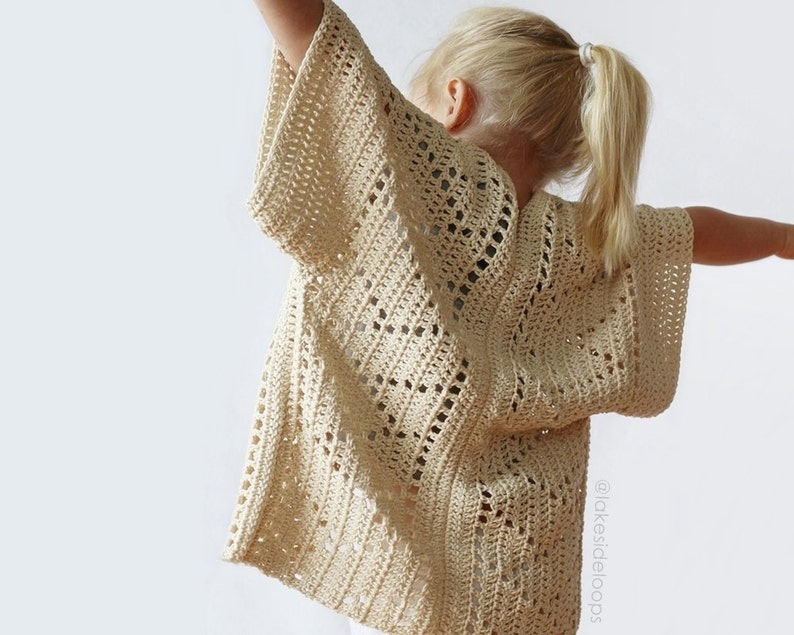 Crochet Pattern Kenzie Kimono by Lakeside Loops includes 5 sizes Toddler, Little Kids, Big Kids, and 2 Adult sizes /sweater/cardigan image 5