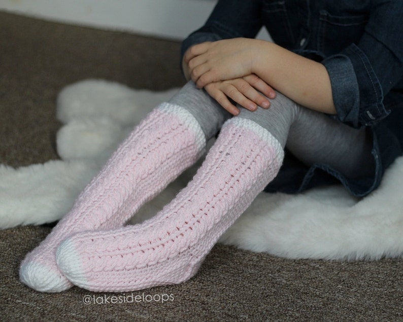 Crochet Pattern Harlow Cable Socks by Lakeside Loops includes 11 sizes Baby 6 Months through to Mens/Womens Adult sizes image 2