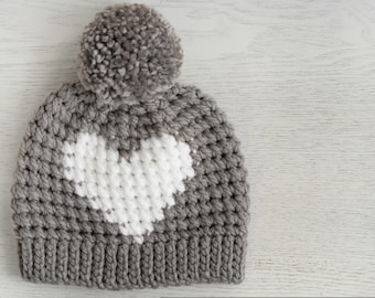 Crochet Pattern - Hunter Heart Hat by Lakeside Loops (includes Baby, Toddler, Kids, and Adult sizes)