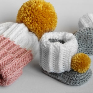 Crochet Pattern Vaughn Ribbed Hat Bootie Slipper Set includes Baby and Toddler sizes image 3