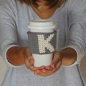 Crochet Pattern Linden Coffee Cozy/Sleeve by Lakeside Loops includes 12 original silhouettes alphabet image 5