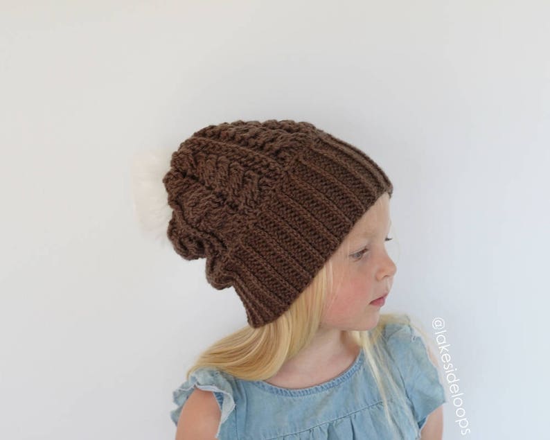 Crochet Pattern Finley Cable Crochet Hat by Lakeside Loops includes sizes for baby, kids, teen, & adult image 2