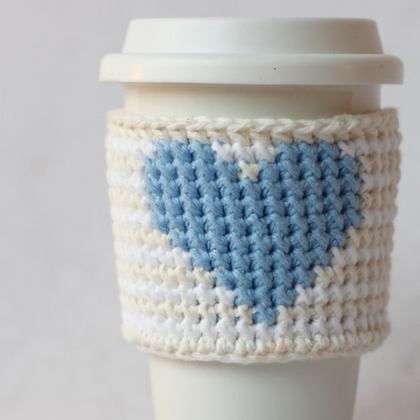Crochet Pattern - Linden Coffee Cozy/Sleeve by Lakeside Loops (includes 12 original silhouettes + alphabet)