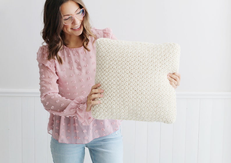 Knitting Pattern Piper Wicker Stitch Pillow Cushion Cover aka Basket weave or Criss Cross Stitch image 3