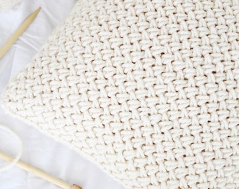 Knitting Pattern - Piper Wicker Stitch Pillow Cushion Cover (aka Basket weave or Criss Cross Stitch)