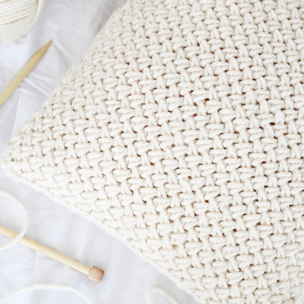 Knitting Pattern - Piper Wicker Stitch Pillow Cushion Cover (aka Basket weave or Criss Cross Stitch)