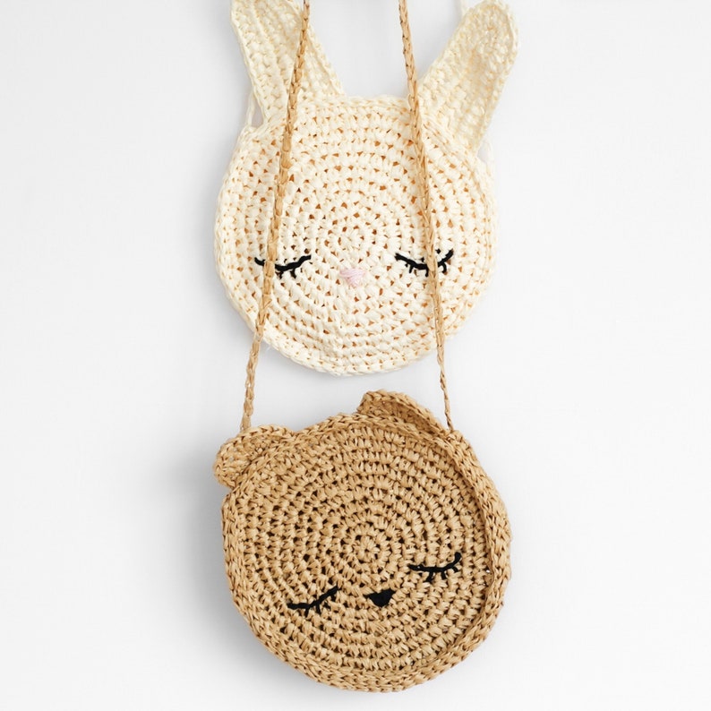 Crochet Pattern Blythe Kids Bunny Bear Purse by Lakeside Loops includes children's size only image 1