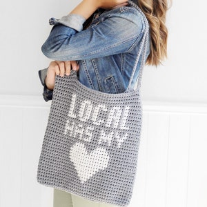 Crochet Pattern - Local Has My Heart Market Tote Bag Purse by Lakeside Loops
