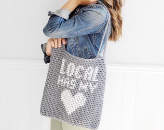 Crochet Pattern - Local Has My Heart Market Tote Bag Purse by Lakeside Loops