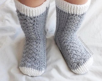 Crochet Pattern - Parker Cable Socks by Lakeside Loops - includes 11 sizes - Baby (6 Months) through to Mens/Womens Adult sizes
