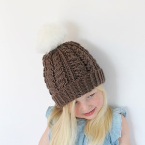 Crochet Pattern Finley Cable Crochet Hat by Lakeside Loops includes sizes for baby, kids, teen, & adult image 1