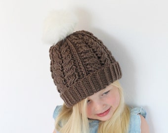 Crochet Pattern - Finley Cable Crochet Hat by Lakeside Loops (includes sizes for baby, kids, teen, & adult)