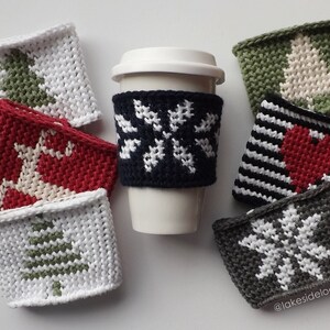 Crochet Pattern Linden Coffee Cozy/Sleeve by Lakeside Loops includes 12 original silhouettes alphabet image 2