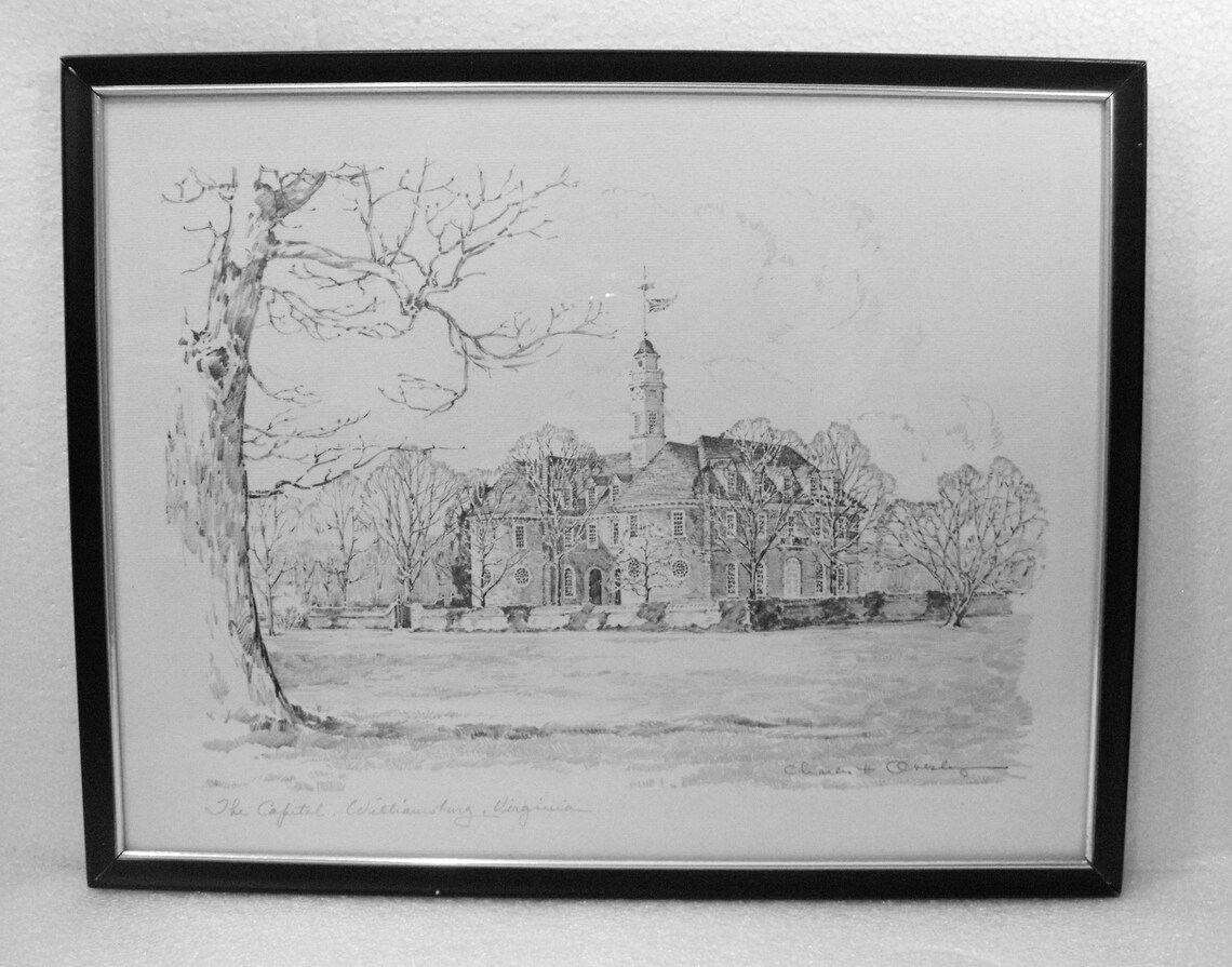 The Capital Williamsburg Virginia . Graphite Pencil Drawing Etsy