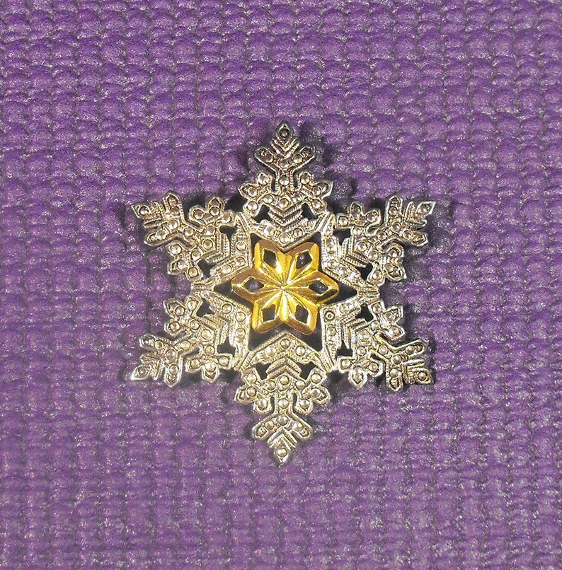 Winter Christmas Season Womens Jewelry Free Shipping Vintage Silver and Gold Tone Snowflake Style Brooch Pin