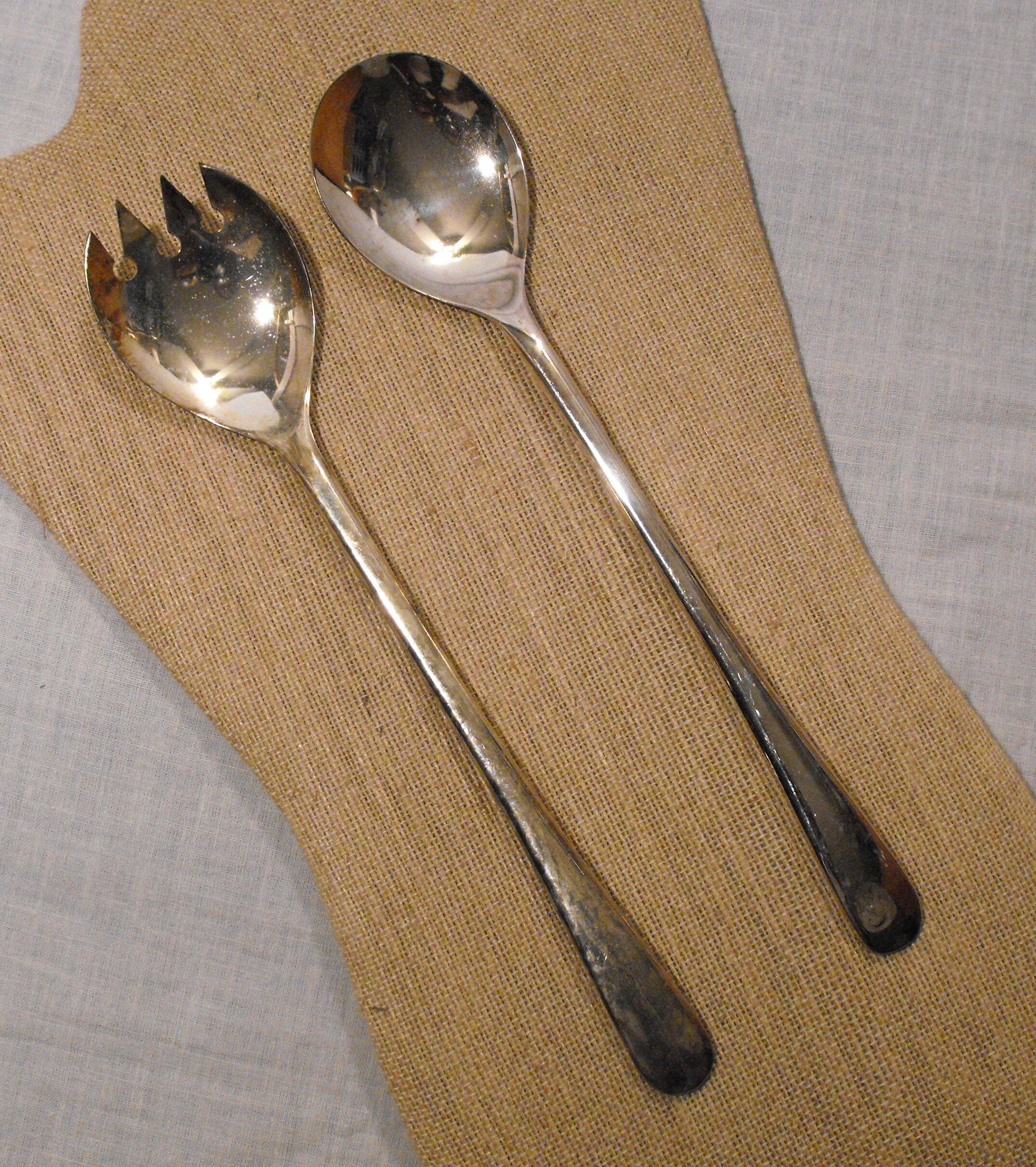 Vintage Italian Silver Plated Salad Spoon and Fork Set 9 1/4 Etsy