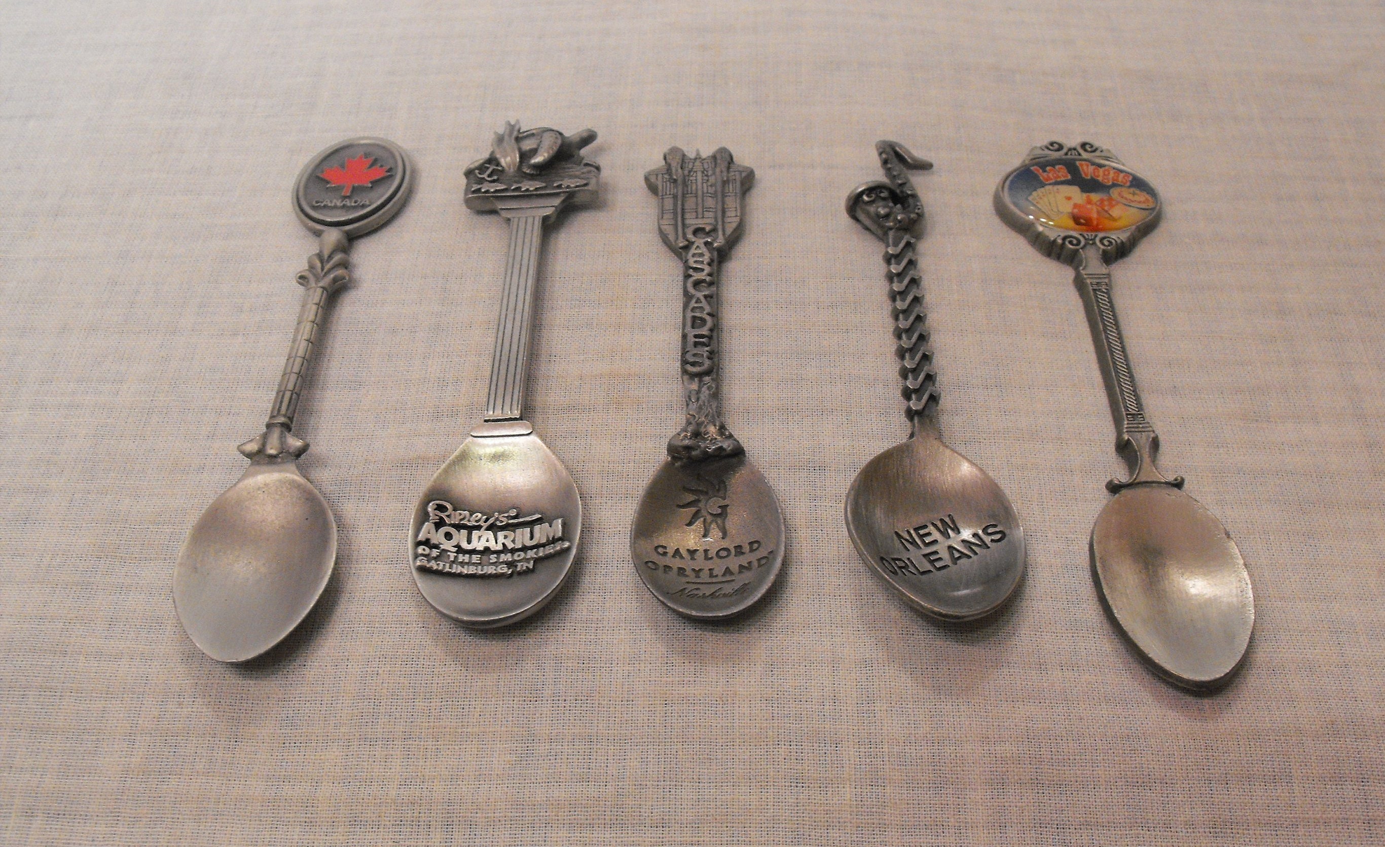 5 Collectible Pewter Souvenir Spoons . Las Vegas New Etsy
