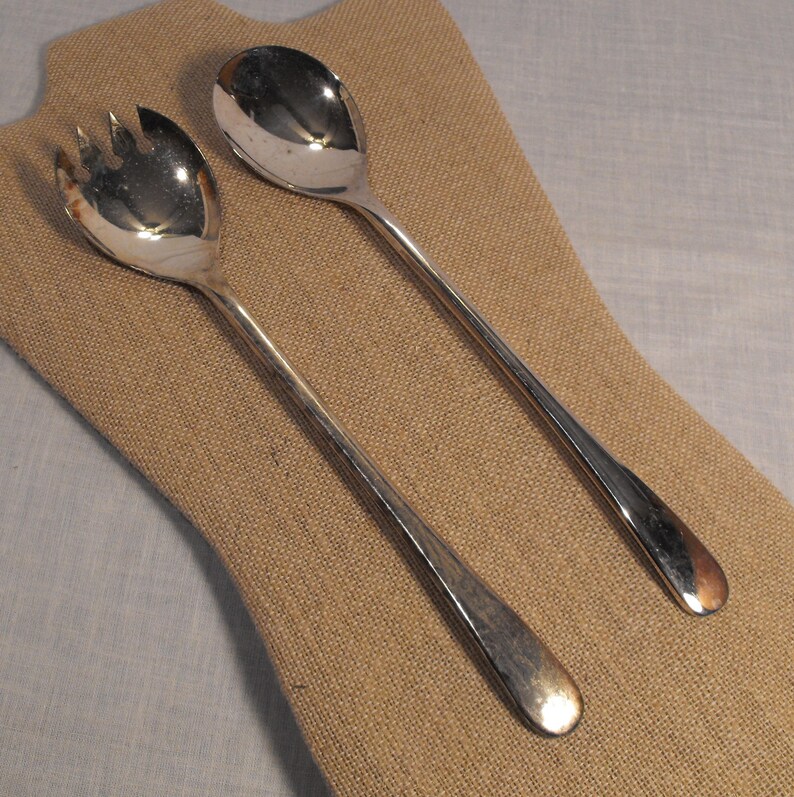Vintage Italian Silver Plated Salad Spoon and Fork Set 9 1/4 Etsy