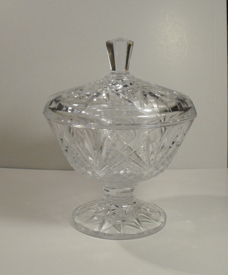 Vintage Lead Crystal Clear Glass Covered Candy Dish . Etsy