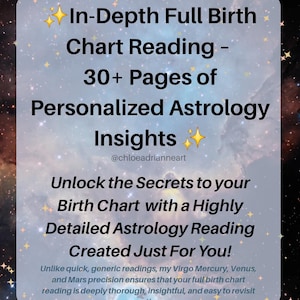 Lectura completa y detallada de la carta astral: más de 30 páginas de información astrológica personalizada