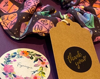 DND scrunchies, Dados, D20, Fantasía, Mazmorras y dragones, Jugador, Jugador de mesa, Regalos de Navidad