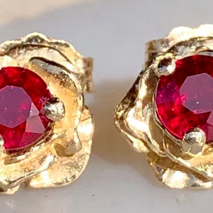 BURMA RUBY 14k Gold Stud Earrings