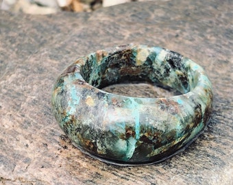 Natural Chrysocolla Ring Band Size 8