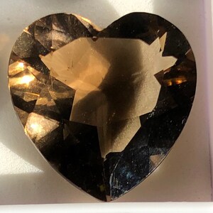 Faceted Smokey Quartz Crystal Heart 16ct