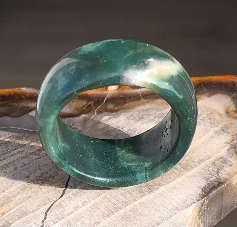 Green Jasper Rock Ring Band Size 8.5/crafted by Blaze - Etsy