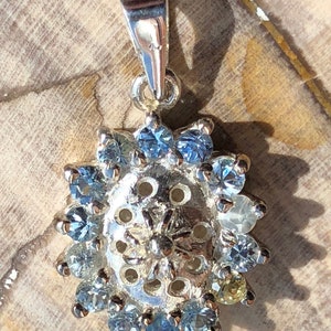 Montana Multi Sapphire Blue Flower Silver Pendant/Sold Separately