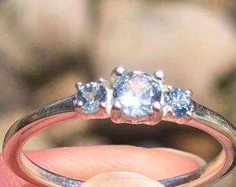 3 Montana ijsblauwe saffieren in zilver/ringmaat 8,5