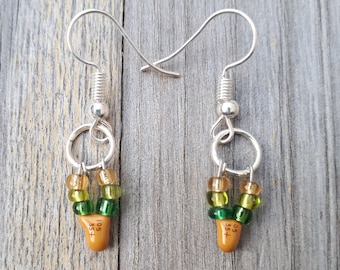 Pendientes de condensadores reciclados, pendientes colgantes amarillos, joyería de componentes electrónicos, reducir, reutilizar, reciclar