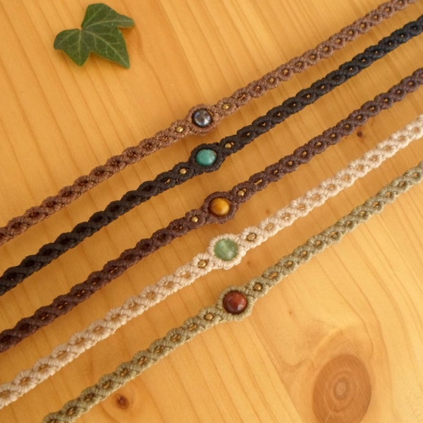 Macrame choker, boho headband, macrame jewelry, gemstone choker, macrame headband, bohemian jewelry, macrame necklace, beaded choker